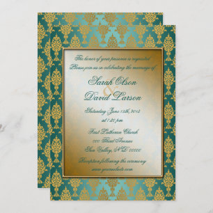 DamaskGold auf Aquamarinen Einladung
