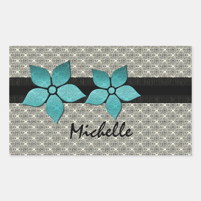 Damaskus-Blume Strickende Border-Sticker Rechteckiger Aufkleber (Vorderseite)
