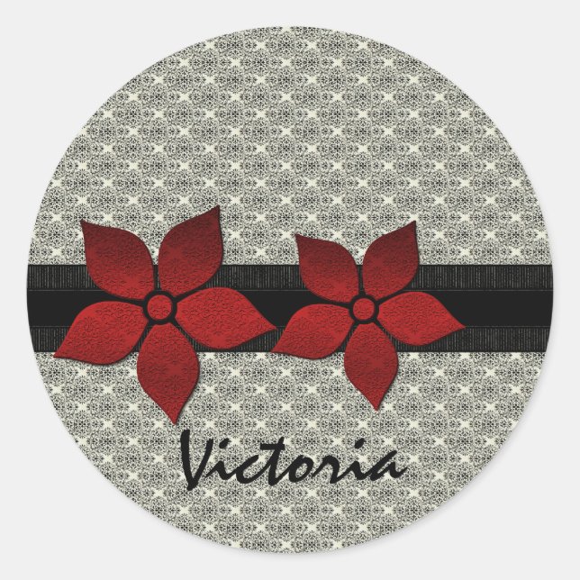 Damaskus-Blume Strickende Border-Sticker Runder Aufkleber (Vorderseite)