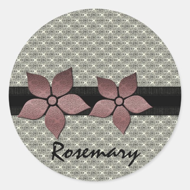 Damaskus-Blume Strickende Border-Sticker Runder Aufkleber (Vorderseite)