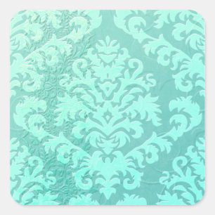 Damaskus Cut Velvet, Embossensatin Quadratischer Aufkleber