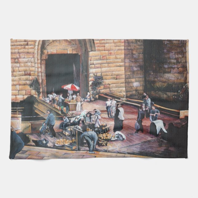 Damaskus Golden Gate, Altes Jerusalem Geschirrtuch (Horizontal)