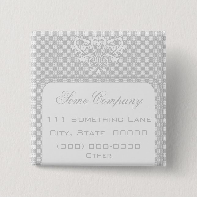 Damaskus mit grauem und weißem Herzen Button (Vorderseite)