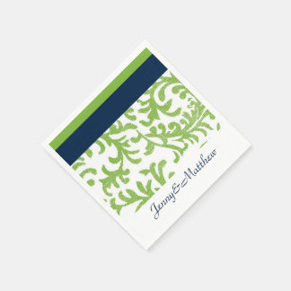 Damaskus mit Navy Blue und Lime Green Floral Serviette