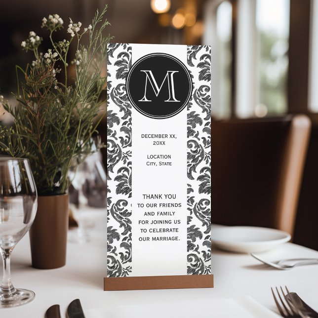 Damaskus-Muster für Schwarz-Weiß-Karton Programm (Wedding Program Table Card)