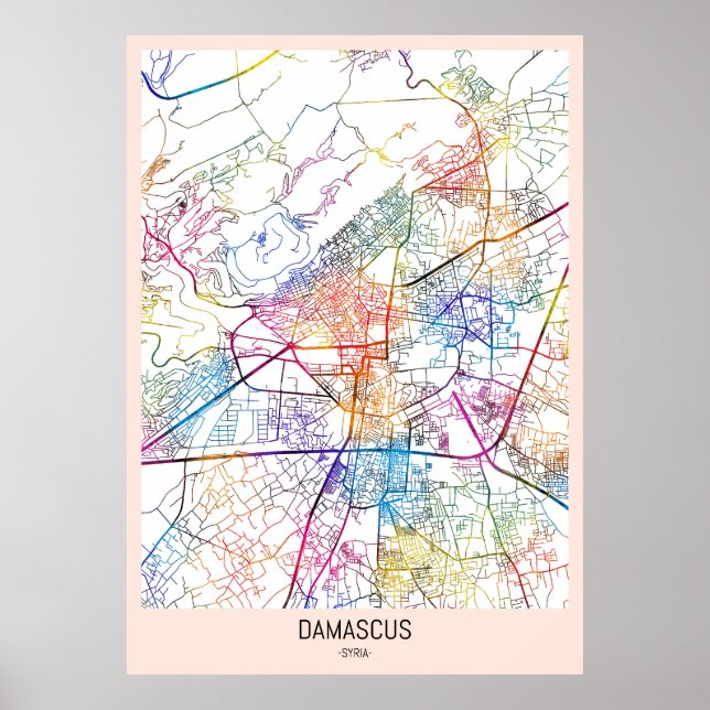 Damaskus Syria City Map Poster (Vorne)
