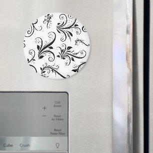 Damaskusmuster, französische Damaske, Schwarz und Magnet