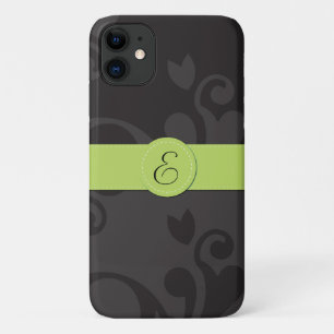Damaskusmuster, Grau Damaske, Monogramm Case-Mate iPhone Hülle