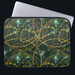 Damaskusmuster mit Kette Laptopschutzhülle<br><div class="desc">Abstrakter verzierter Glamour in dunkelgrüner Textur. Golden und silberner Schmuck klingelt auf grünem Hintergrund.</div>