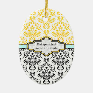 Damasmuster Schwarz-weiße Aqua-Ornamente Keramikornament