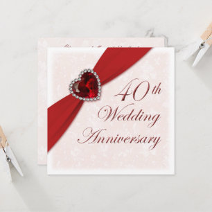 Damast 40. Hochzeitstag Einladung