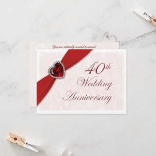 Damast 40. Hochzeitstag Einladung