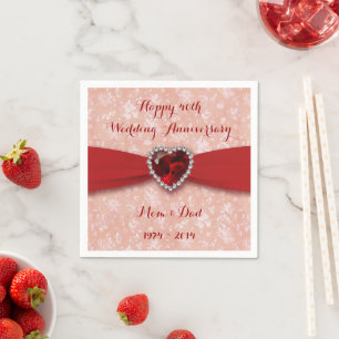 Damast 40. Hochzeitstag Papier Servietten