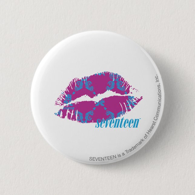 Damast Aqua-Lila Button (Vorderseite)