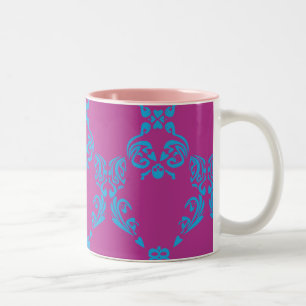 Damast Aqua-Lila Zweifarbige Tasse
