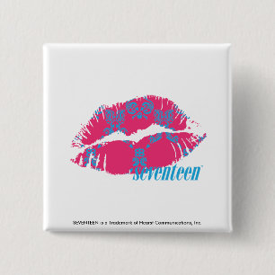 Damast Aqua-Magentarot Button