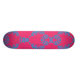 Damast Aqua-Magentarot Skateboard