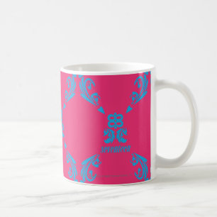 Damast Aqua-Magentarot Tasse