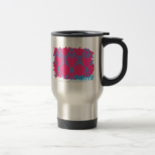 Damast Aqua-Magentarote 3 Reisebecher