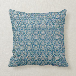 Damast-aquamarines blaues Muster Kissen