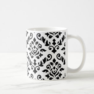 Damast Barockmuster Schwarz auf Weiß Kaffeetasse