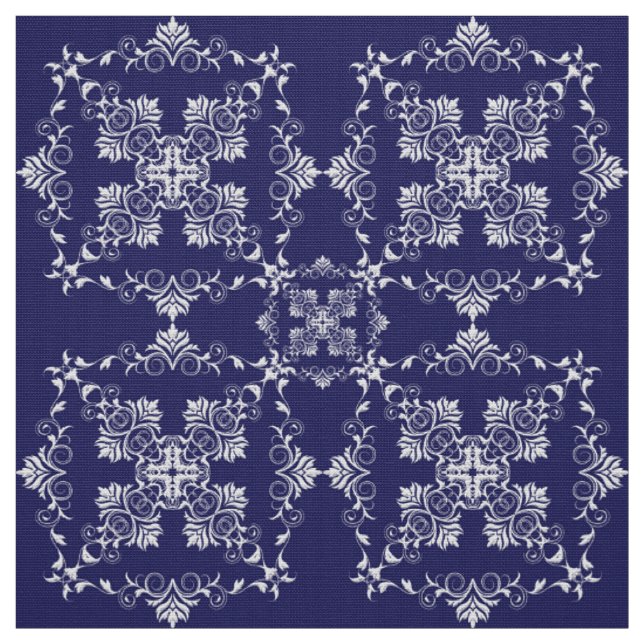 Damast Blau Muster. Stoff (Muster)