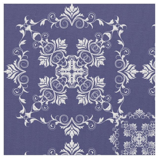 Damast Blau Muster. Stoff (Nahaufnahme)