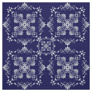 Damast-Blaumuster Stoff