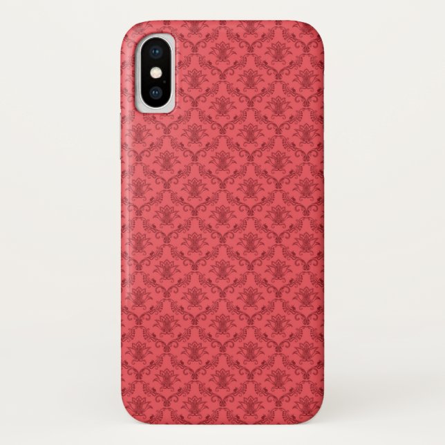 Damast-Blumenmuster Case-Mate iPhone Hülle (Rückseite)