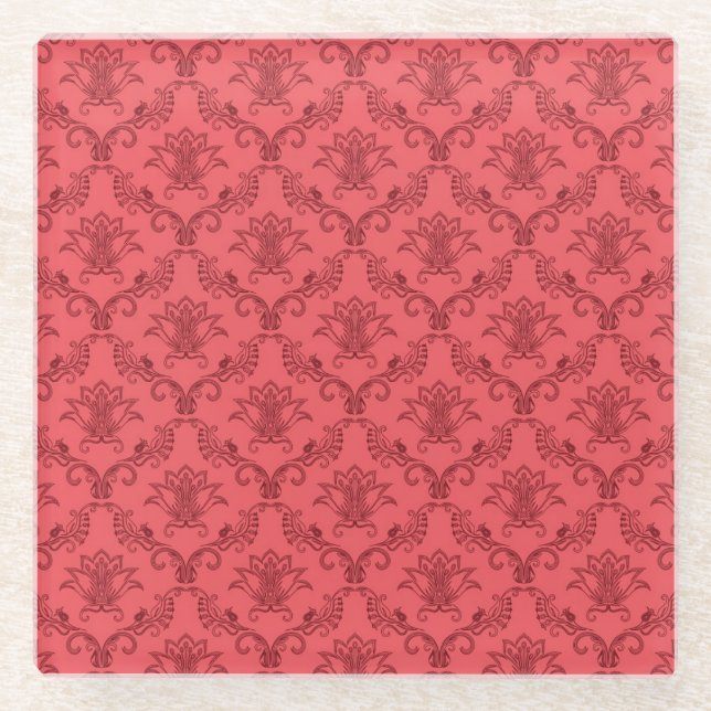 Damast-Blumenmuster Glasuntersetzer (Vorderseite)
