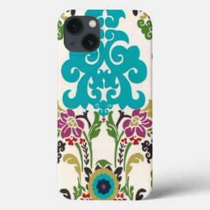 Damast-Blumenmuster-Pflaumen-Türkis Case-Mate iPhone Hülle
