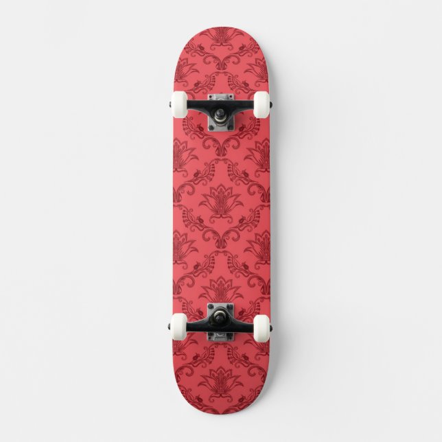 Damast-Blumenmuster Skateboard (Vorderseite)