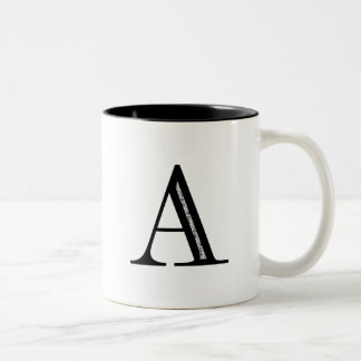 Damast-Buchstabe A - Schwarzes Zweifarbige Tasse