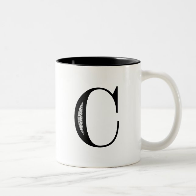 Damast-Buchstabe C - Schwarzes Zweifarbige Tasse (Rechts)