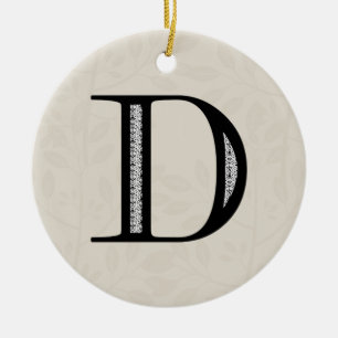 Damast-Buchstabe D - Schwarzes Keramikornament