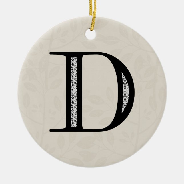Damast-Buchstabe D - Schwarzes Keramikornament (Vorne)
