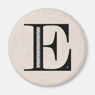 Damast-Buchstabe E - Schwarzes Magnet