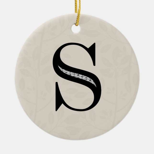 Damast-Buchstabe S - Schwarzes Keramikornament (Vorne)