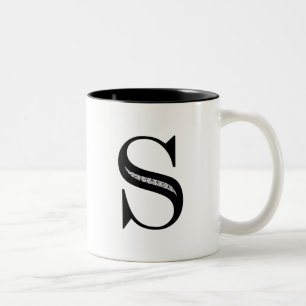 Damast-Buchstabe S - Schwarzes Zweifarbige Tasse