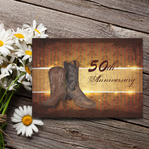 Damast Cowboy Land 50. Hochzeit Einladung