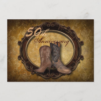 Damast Cowboy Land 50. Hochzeit Einladung