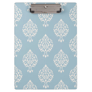 Damast-dekorative Muster-Creme auf Blau Klemmbrett