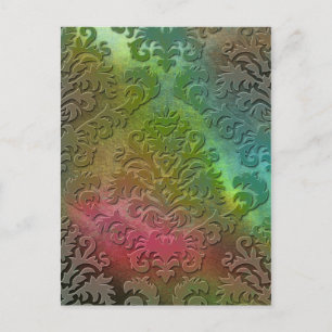 Damast-Durchstichvelours, Satin abstrakt in Türkis Postkarte