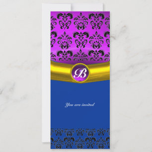 DAMAST-EDELSTEIN-MONOGRAMM lila violett Einladung