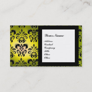 DAMAST EDELSTEIN MONOGRAMM yellow Visitenkarte