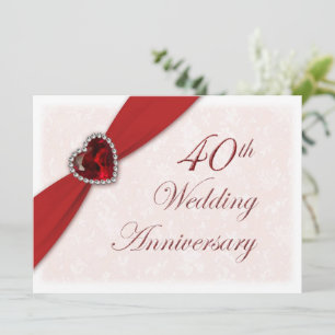 Damast-Einladung zur 40. Hochzeitstag-Feier Einladung