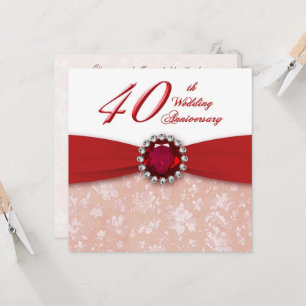 Damast-Einladung zur 40. Hochzeitstag-Feier Einladung
