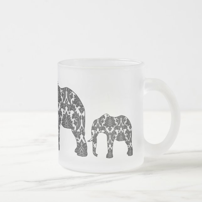 Damast-Elefant-Muster-Tasse Mattglastasse (Rechts)