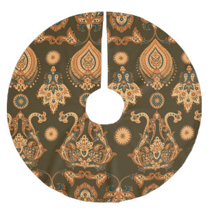 Damast Floral: Nahtloser Vintage-Stil Polyester Weihnachtsbaumdecke