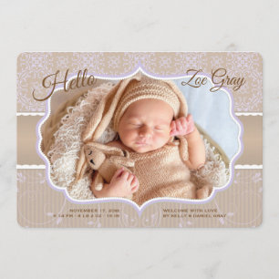 Damast-Foto-Geburts-Mitteilung Ankündigung